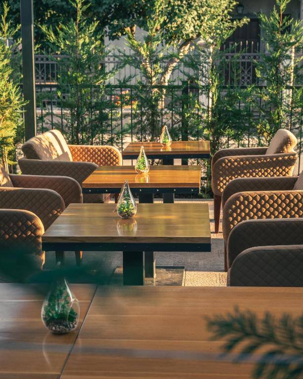 Terrace seating in the evening sun